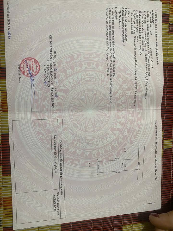 Đất thổ cư Hát Môn 240m² - Phù hợp xây xưởng hoặc nhà ở!