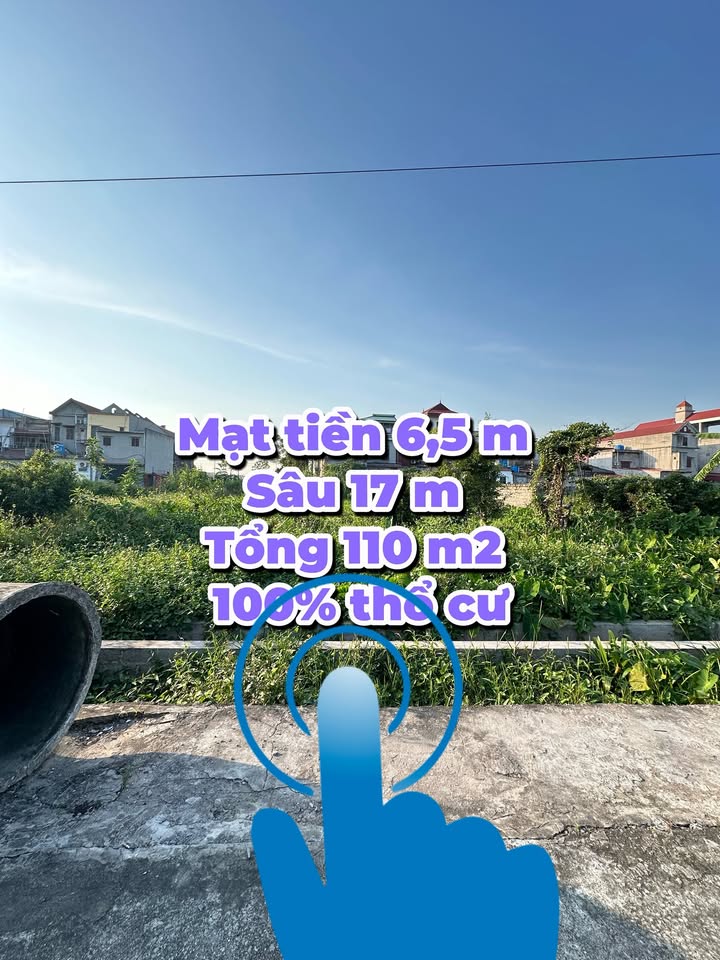 Đất nền Giao Tiến 110m² giá 100 triệu - Mặt tiền siêu rộng và tiện ích đầy đủ!