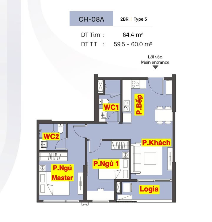 Căn hộ Masteri Era Landmark Văn Giang 59m² giá 3.8 tỷ - Sẵn sàng vào ở ngay!