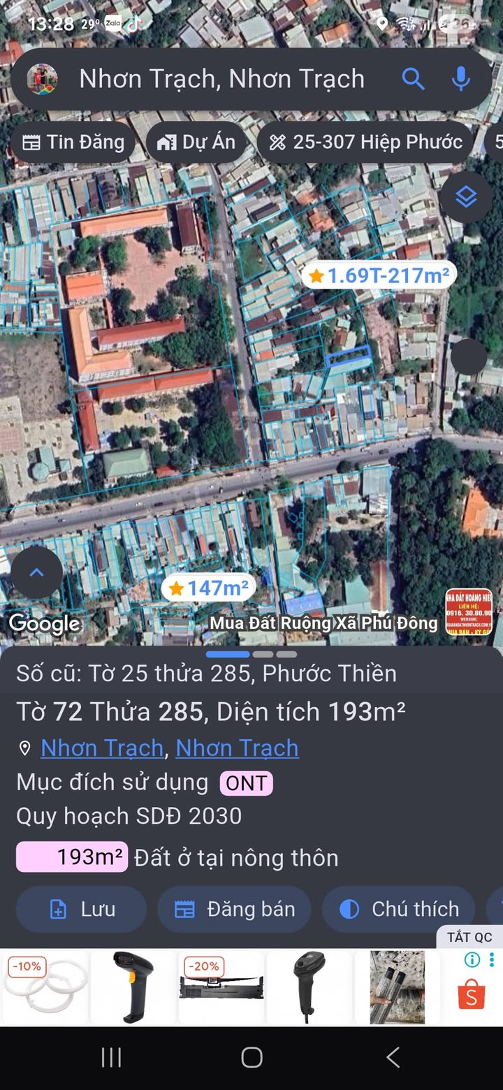 Đất nền Phước Thiền Nhơn Trạch 190m² giá 1.6 tỷ - Sổ đỏ chính chủ, đầy đủ thổ cư!