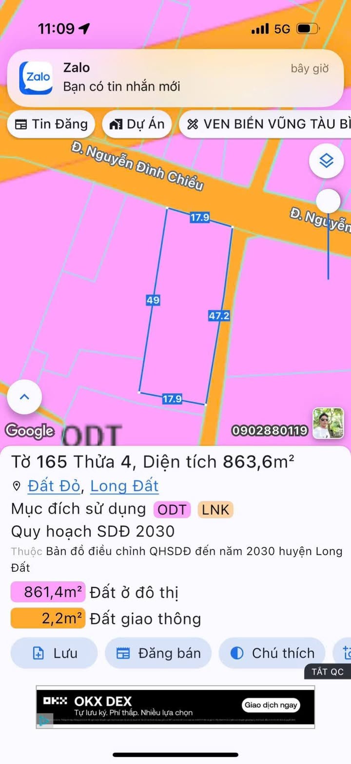 Nhà vườn mặt tiền Nguyễn Đình Chiểu, Đất Đỏ 863m² giá 6 tỷ - Lô góc hiếm có!