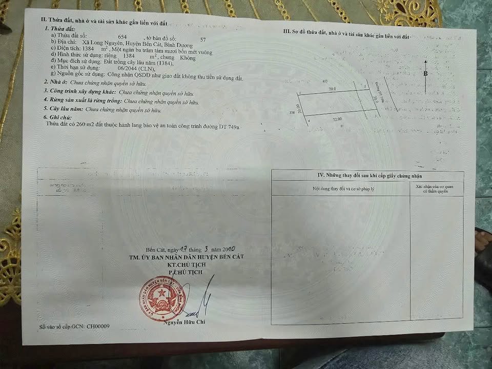 Đất mặt tiền đường DT749, Long Nguyên, 1461m² - Phù hợp đầu tư kinh doanh!