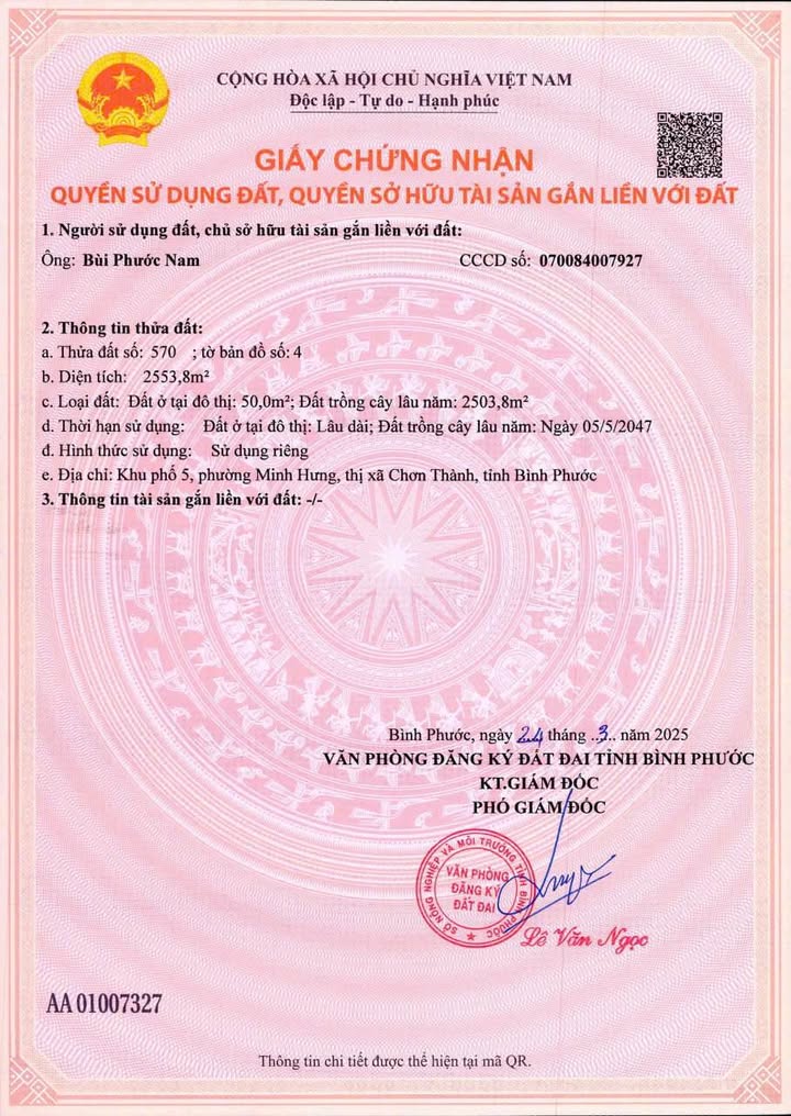 Đất Sào Nghỉ Dưỡng Chơn Thành 2553m² giá 950 triệu - Cơ hội hiếm có!