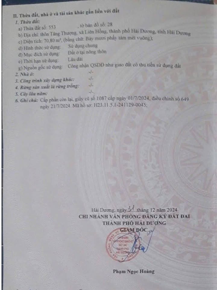 Đất nền Liên Hồng, Hải Dương 70.8m² giá 750 triệu - Tiềm năng sinh lời cao!