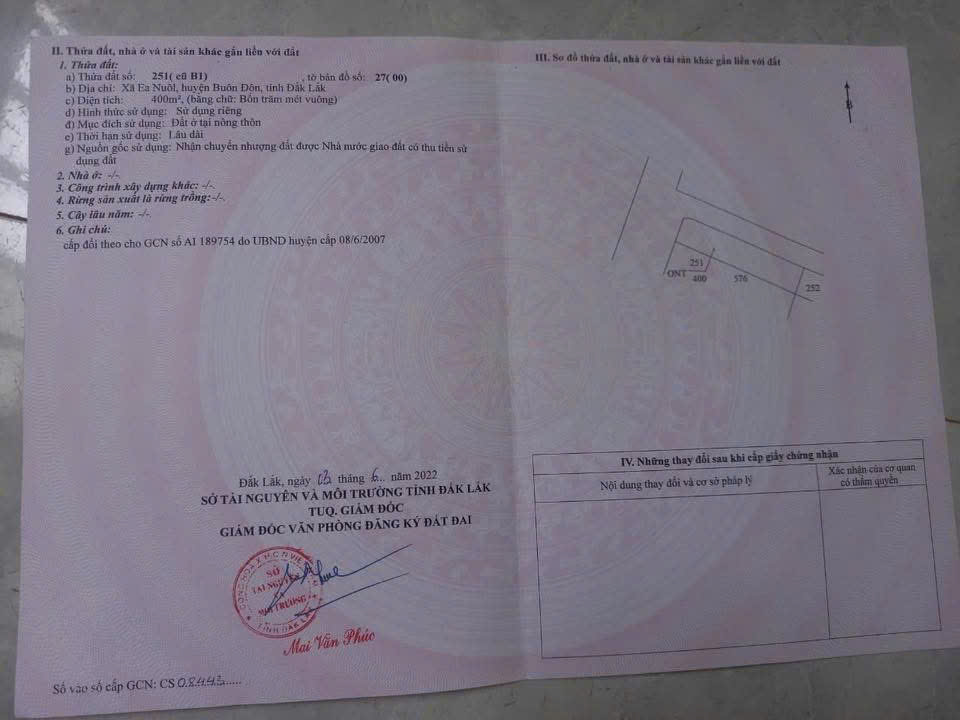 Đất 2 mặt tiền Ea Nuôi, Buôn Đôn 400m² chỉ 980 triệu - Cơ hội đầu tư tuyệt vời!