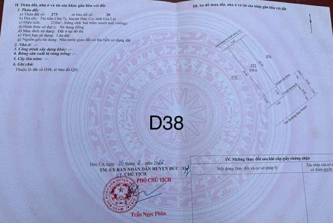 Đất nền Đức Cơ Gia Lai 210m² giá 800 triệu - Đầu tư sinh lời lý tưởng!