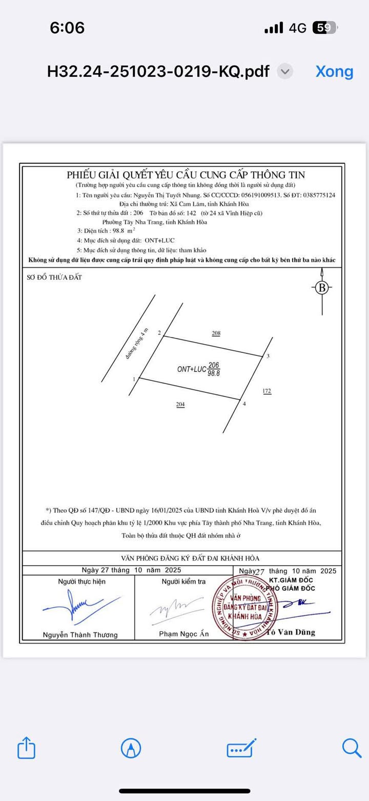 Đất nền Vĩnh Châu Vĩnh Hiệp 98.8m² giá 3.3 tỷ - Đường ô tô vào tận nơi!