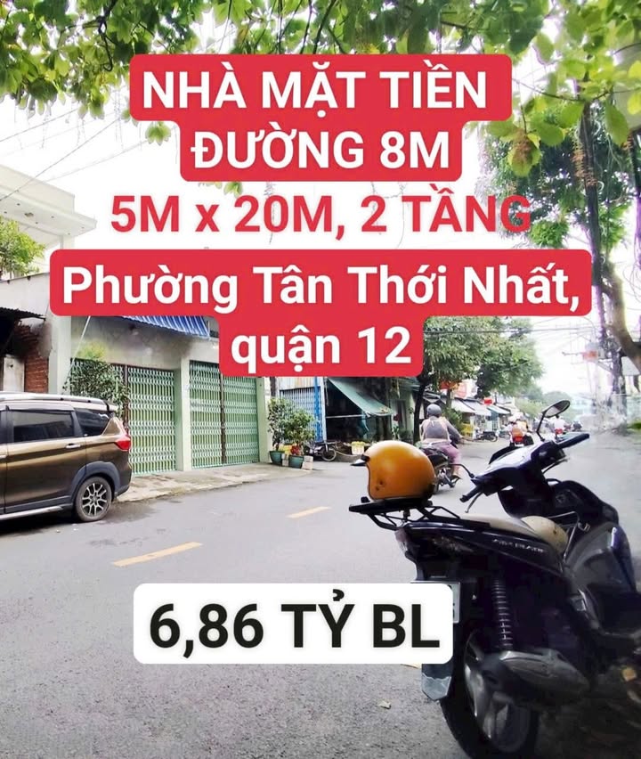 Nhà 2 tầng mặt tiền đường nhựa Tân Thới Nhất 100m² giá 6.85 tỷ - Vị trí thuận lợi cho mọi hoạt động!