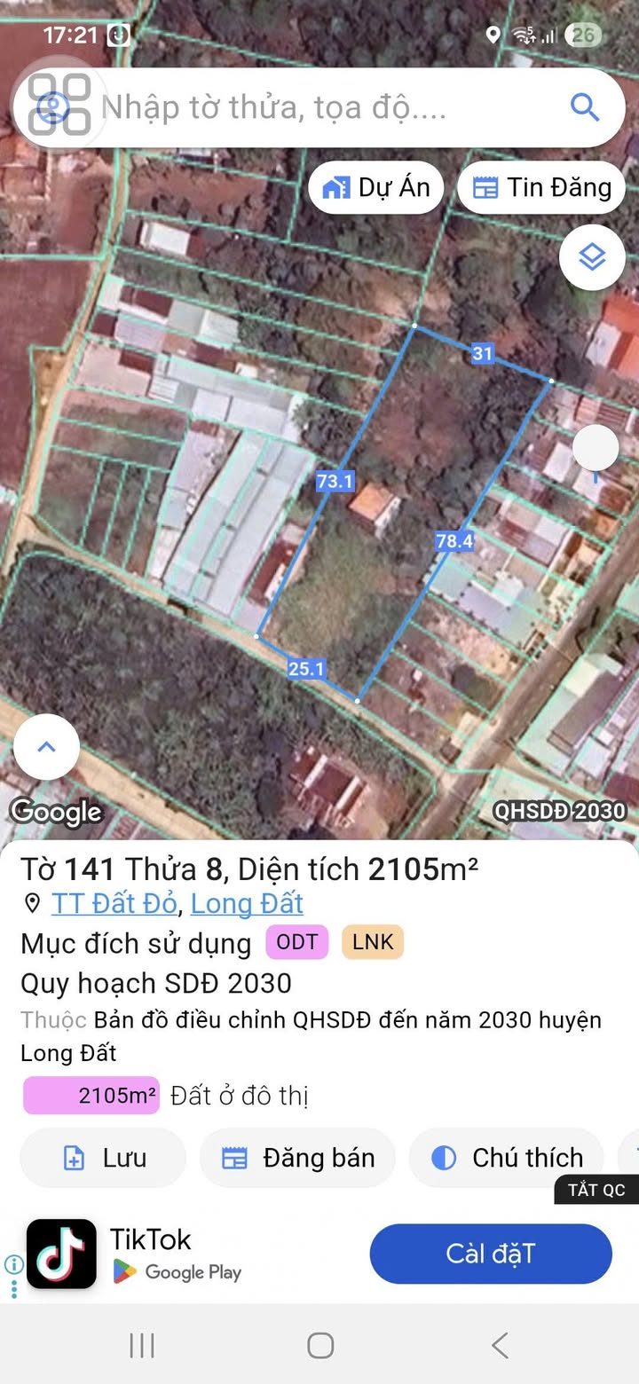 Đất nền xã Đất Đỏ, Bà Rịa - Vũng Tàu 2100m² giá 4.5 tỷ - Thích hợp tách thửa!