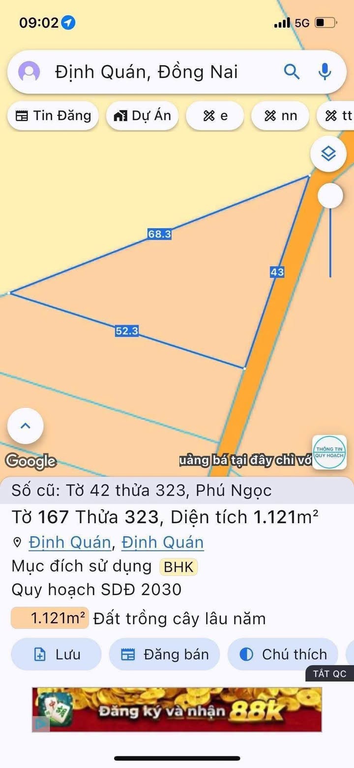 Đất sào 1121m² tại Phú Ngọc, Định Quán chỉ 300 triệu - Cơ hội đầu tư hấp dẫn!
