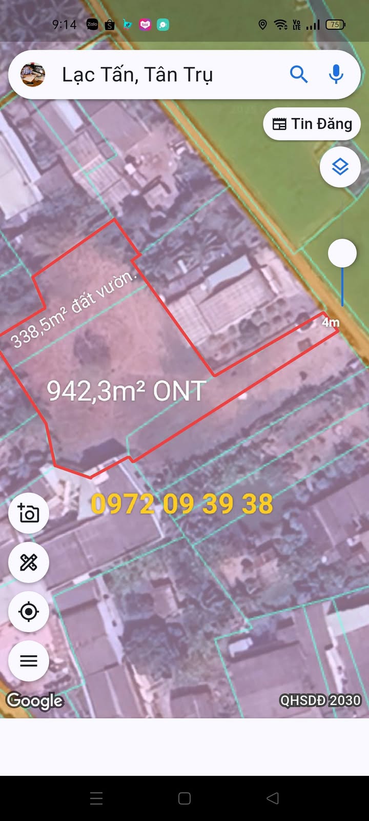 Đất thổ cư vườn 1280m² Nhựt Tảo, Tân Trụ - Giá chỉ 1.6 tỷ, vị trí đắc địa!