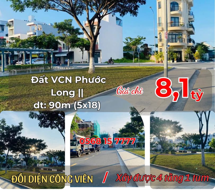 Đất nền B6 VCN Phước Long 2 90m² giá 8.1 tỷ - Đối diện công viên, hạ tầng đẹp!