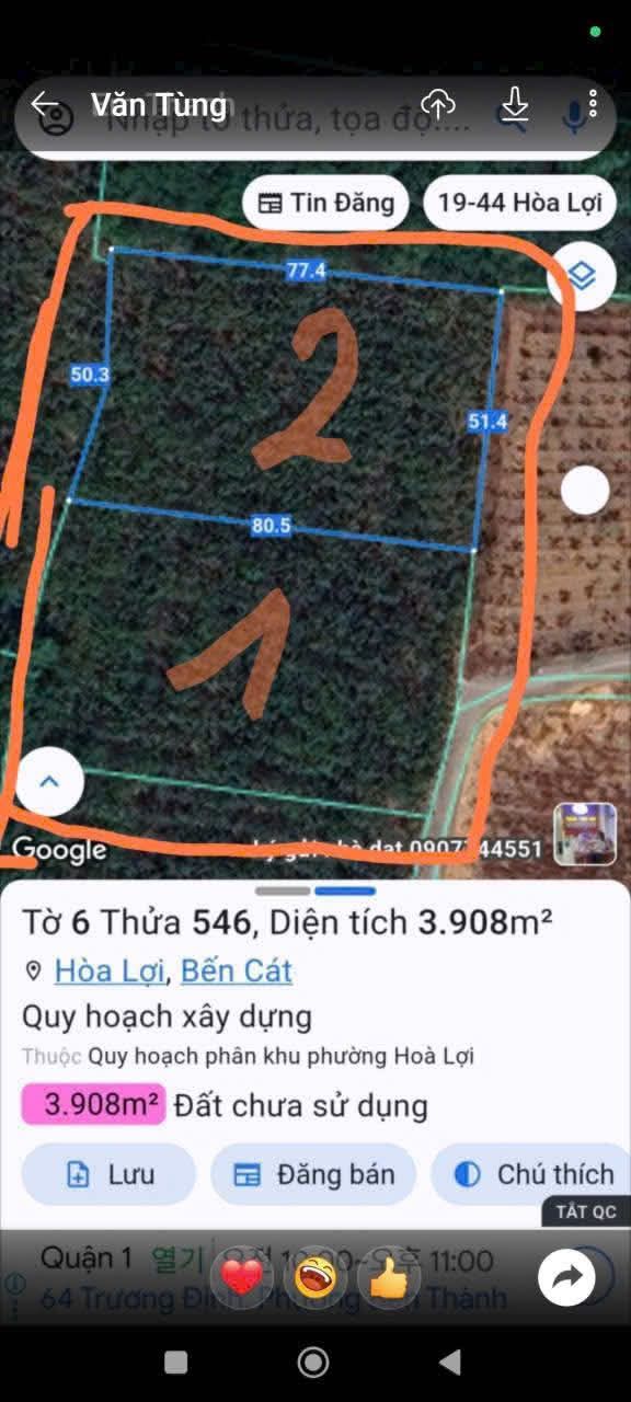 Đất nền Hòa Lợi Bến Cát 8000m² giá chỉ 2 triệu/m² - Cơ hội đầu tư hấp dẫn!