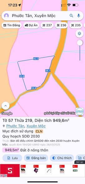 Đất nền Phước Tân Xuyên Mộc 950m² giá 1.5 tỷ - Đầu tư sinh lời!