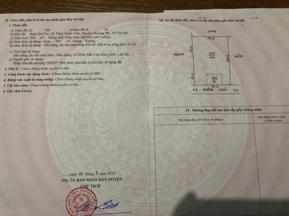 Đất nền Gò Cáo, Xuân Mai 504m² - Giá tốt đầu tư, sổ đỏ chính chủ!