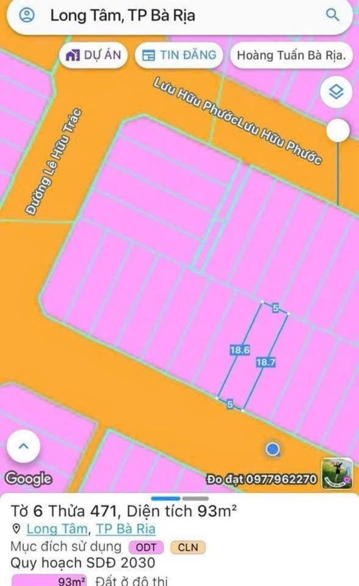 Đất thổ cư đường Nguyễn Hữu Huân 90m² giá 2.49 tỷ - Gần bệnh viện Bà Rịa!