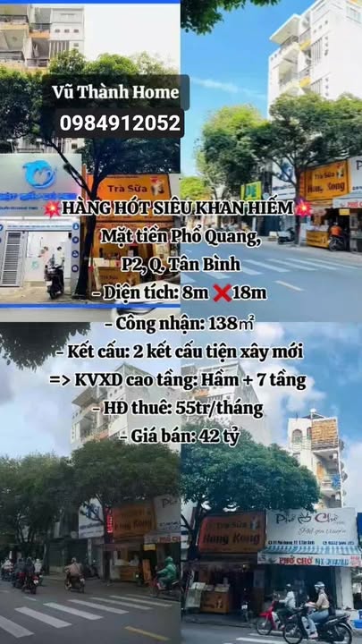 Mặt tiền FrontHouse Phổ Quang, Tân Bình 138m² giá 42 tỷ - Đầu tư sinh lời tuyệt vời!