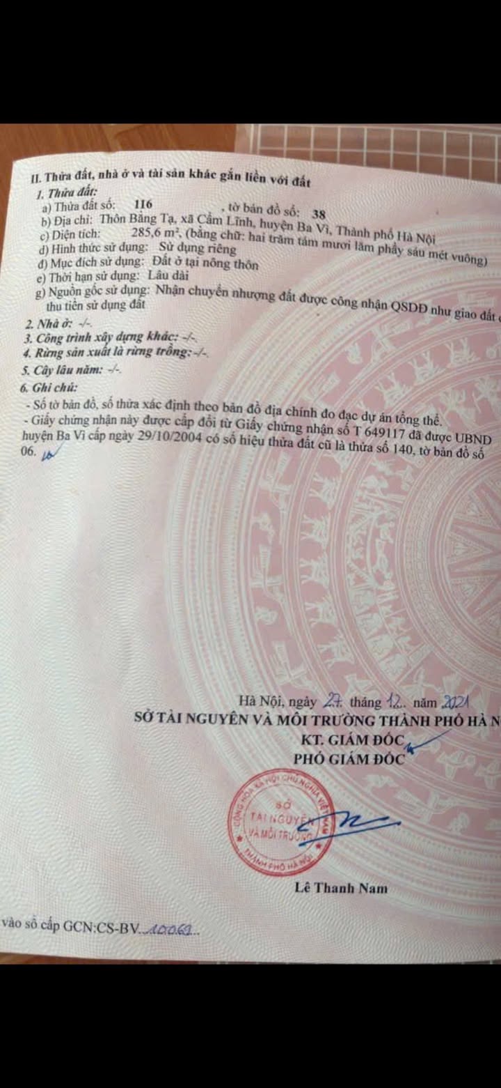 Đất thổ cư mặt tiền 13m tại Bằng Tạ, Ba Vì 285m² giá 3 tỷ - Đầu tư sinh lời ngay!