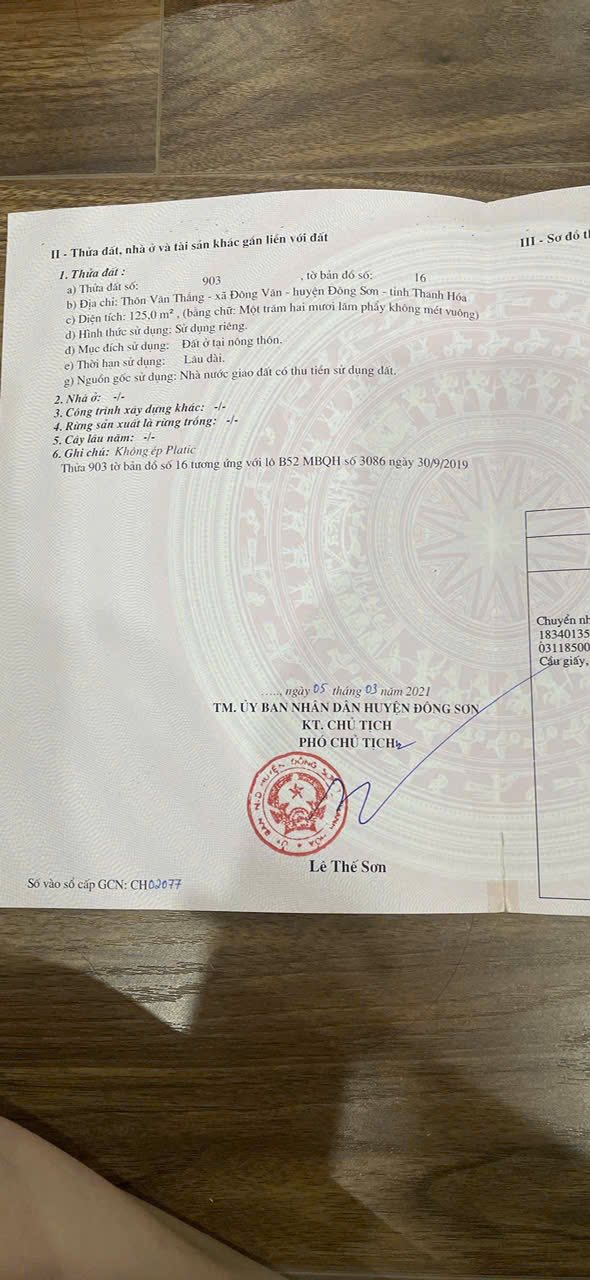 Đất nền Đông Văn, Đông Sơn 125m² giá 1.1 tỷ - Cơ hội đầu tư sinh lời!