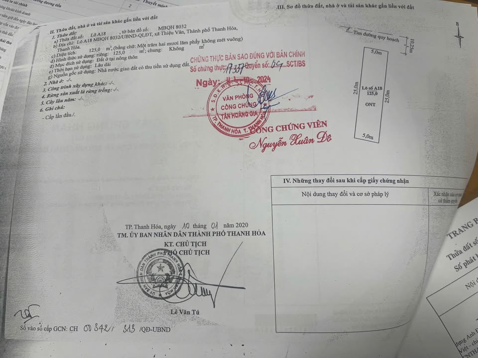 Đất nền Thiệu Vân Thanh Hóa 125m² giá 1.7 tỷ - Đường 10.25m, hương Bắc