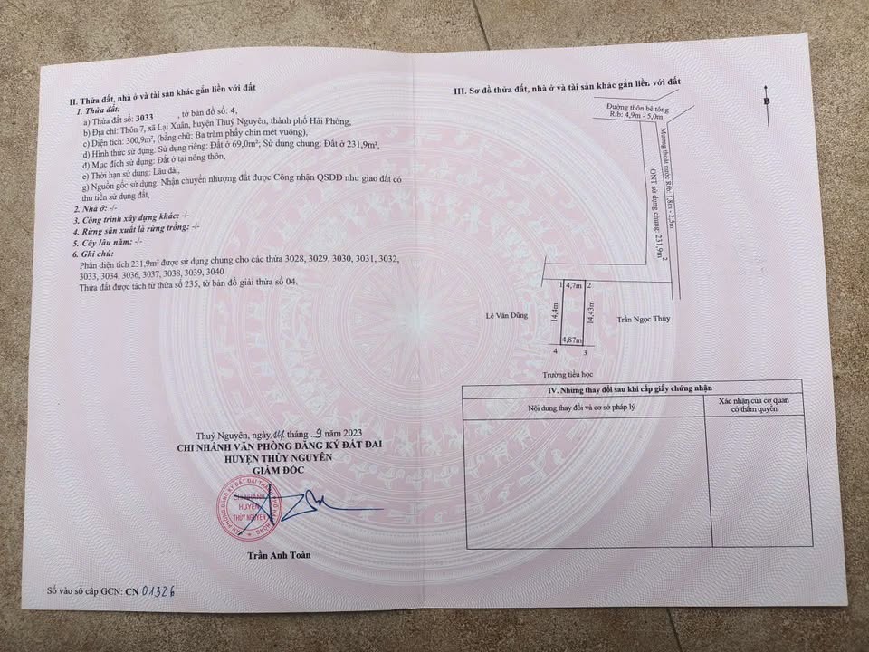 Bán đất Lại Xuân, Thủy Nguyên, Hải Phòng 69m² - Giá chỉ 730 triệu!