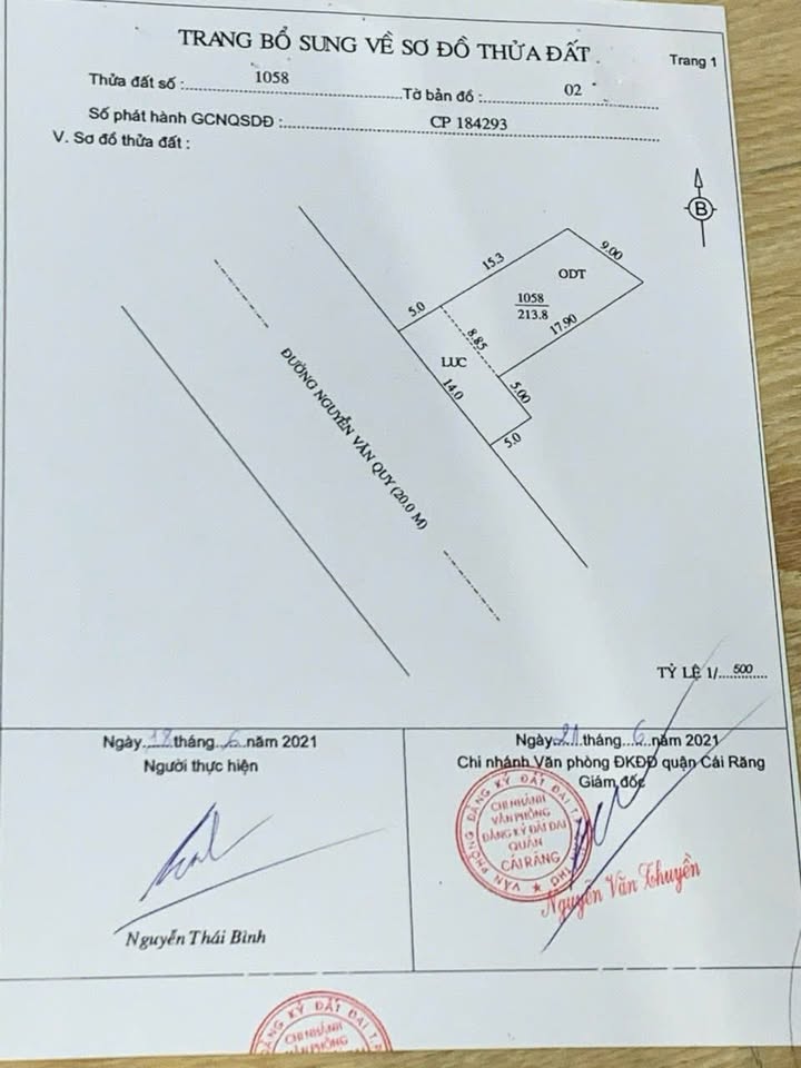 Đất nền đường Nguyễn Văn Quý, Cái Răng 213.8m² giá 3.7 tỷ - Tiềm năng phát triển lớn!