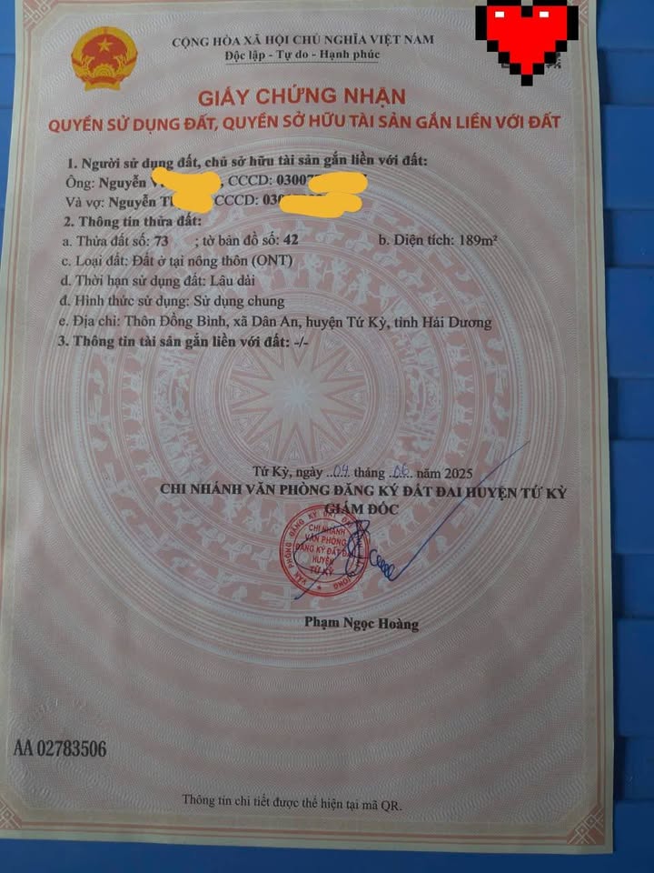 Đất nền thôn Đồng Bình, xã Tân Kỳ 189m² giá 1 tỷ - Đầu tư sinh lời ngay!