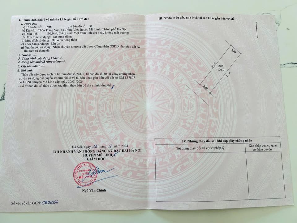 Đất Tráng Việt, Mê Linh 106m² giá đầu tư - Cơ hội sinh lời cao!