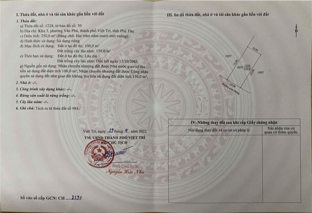 Đất nền Khu 3, phường Vân Phú 250m² - Vị trí đắc địa, giá thỏa thuận!