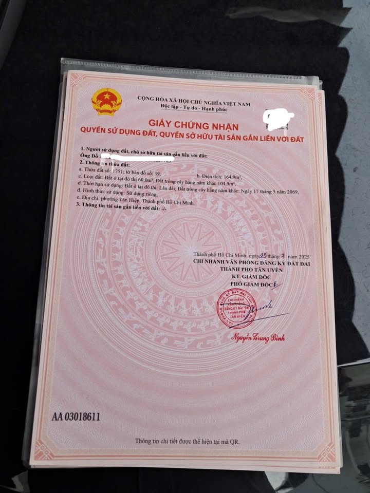 Đất thổ cư 165m² Khánh Bình, Tân Uyên - Mặt tiền đường bê tông 6m, giá 2.05 tỷ