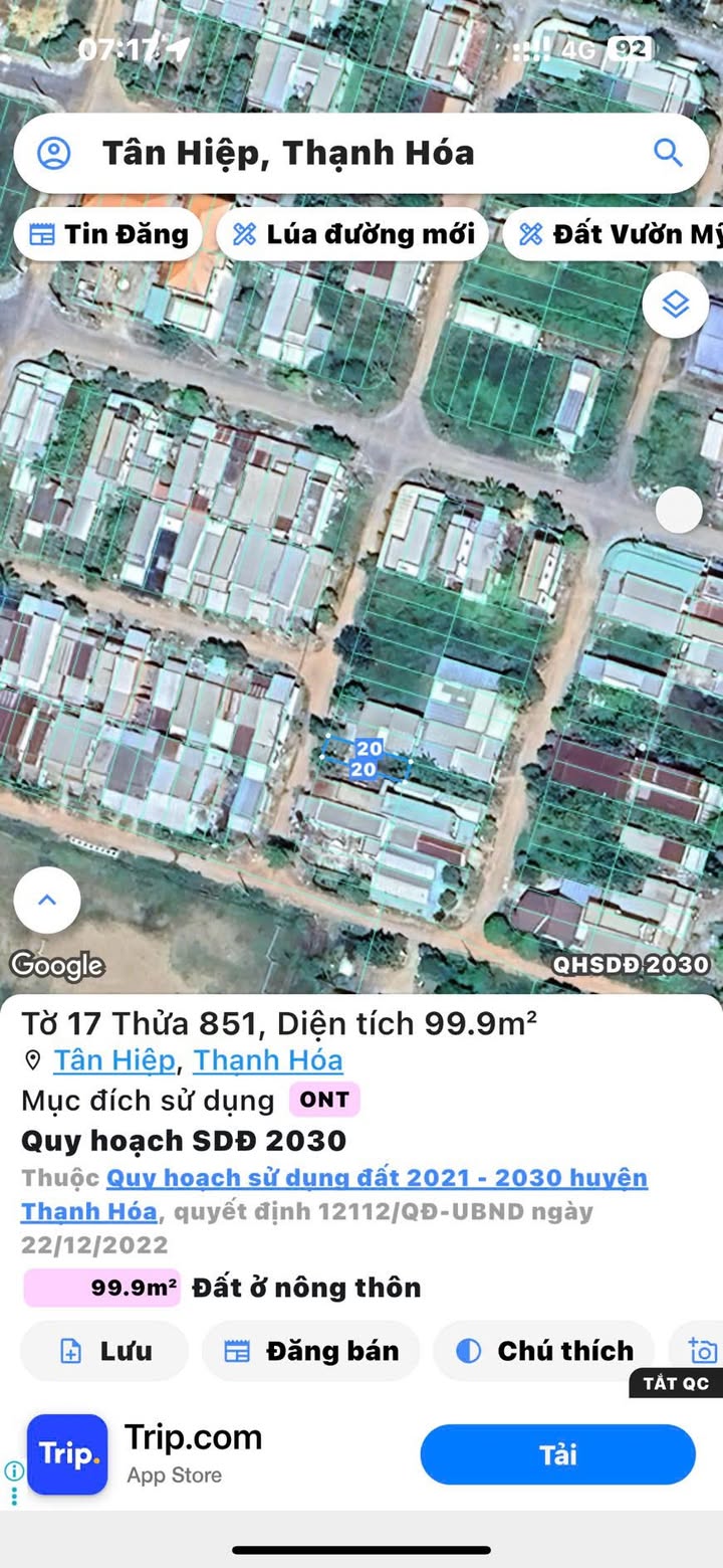 Đất nền Tân Hiệp, Thạnh Hóa 100m² giá 400 triệu - Cơ hội đầu tư lý tưởng!