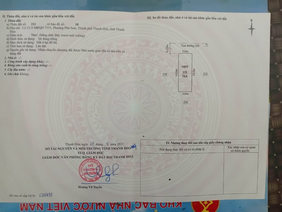 Đất nền Phú Sơn, Thanh Hóa 70m² giá 3.1 tỷ - Hạ tầng đồng bộ, chính chủ!