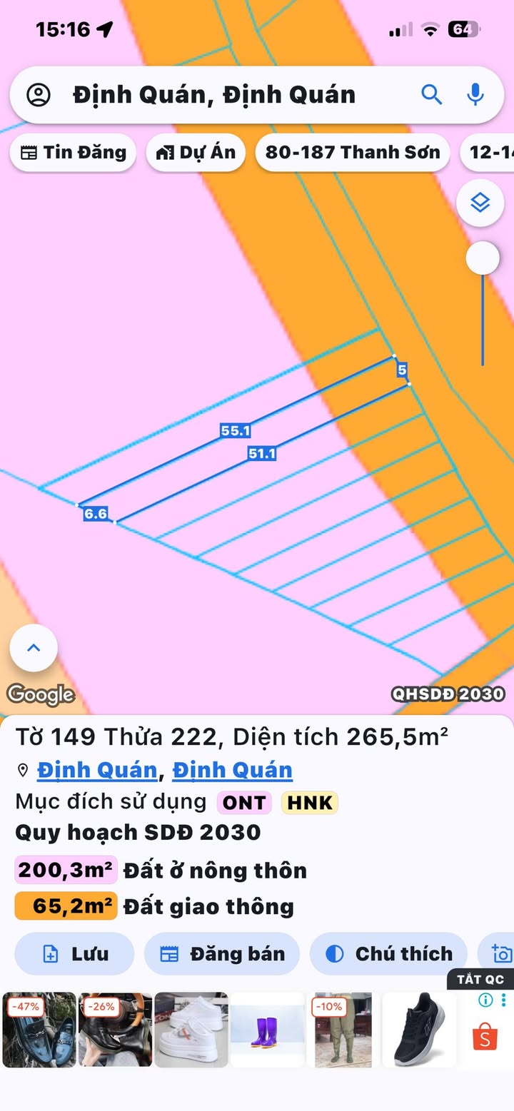 Đất thổ cư 100% Định Quán 275m² giá chỉ 590 triệu - Sổ hồng riêng sang tên nhanh!