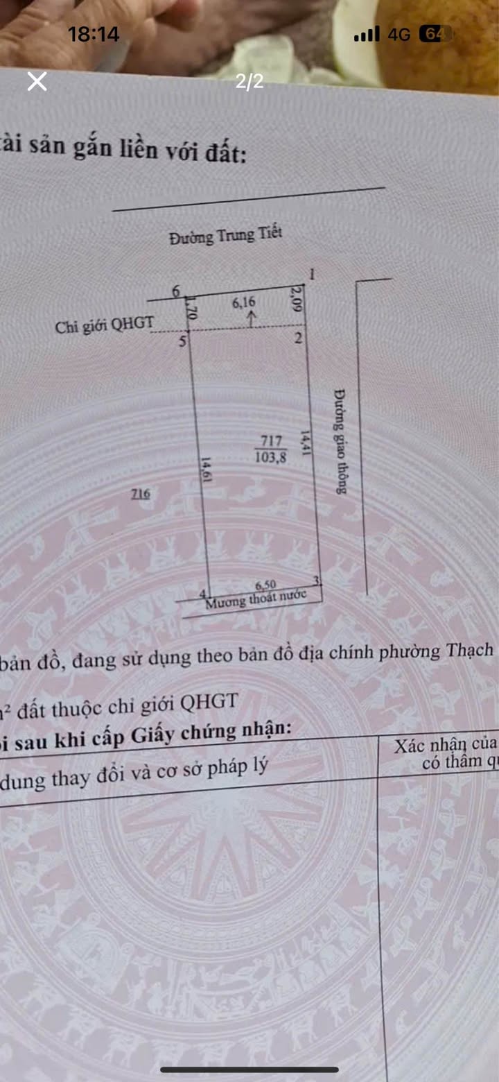 Đất kinh doanh mặt đường Trung Tiết, phường Thạch Quý, 103.8m² - Đầu tư sinh lời ngay!