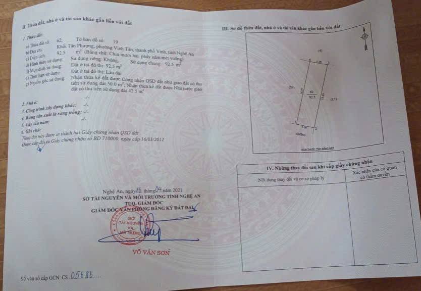 Đất Vinh Tân, Nghệ An 92,5m² giá chỉ 2 tỷ - Đầu tư sinh lời hấp dẫn!