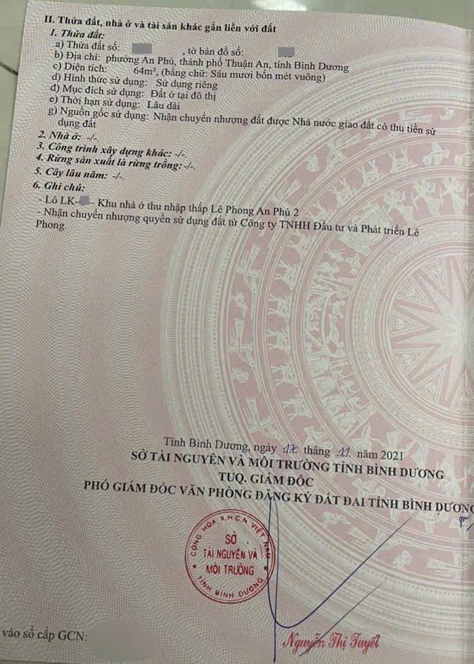 Đất thổ cư 64m² tại An Phú, Thuận An chỉ 2.85 tỷ - Giá tốt nhất khu vực!