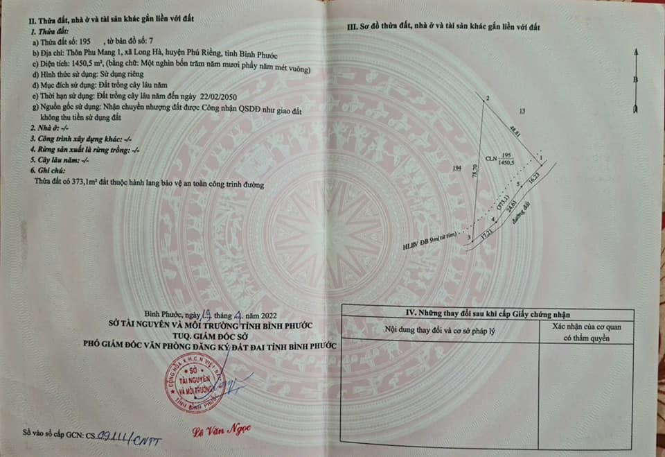 Đất thổ cư 1450m² tại thôn Phù Mang 1, huyện Phú Riềng - Cơ hội đầu tư tuyệt vời!