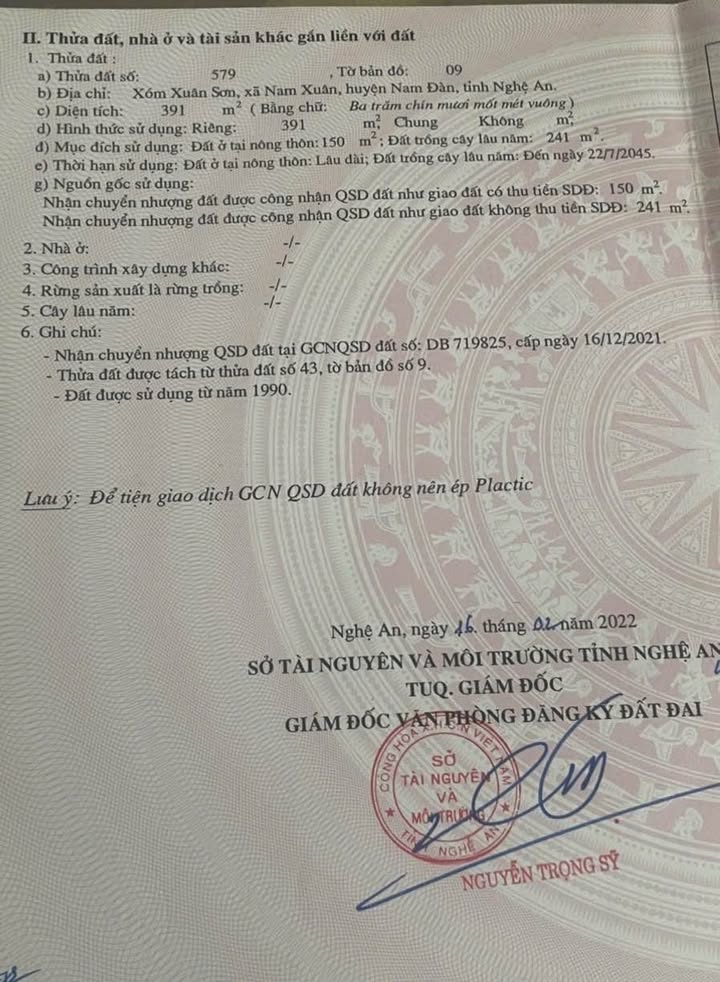 Đất nền Nam Xuân, Nam Đàn 391m² - Cơ hội đầu tư hấp dẫn!