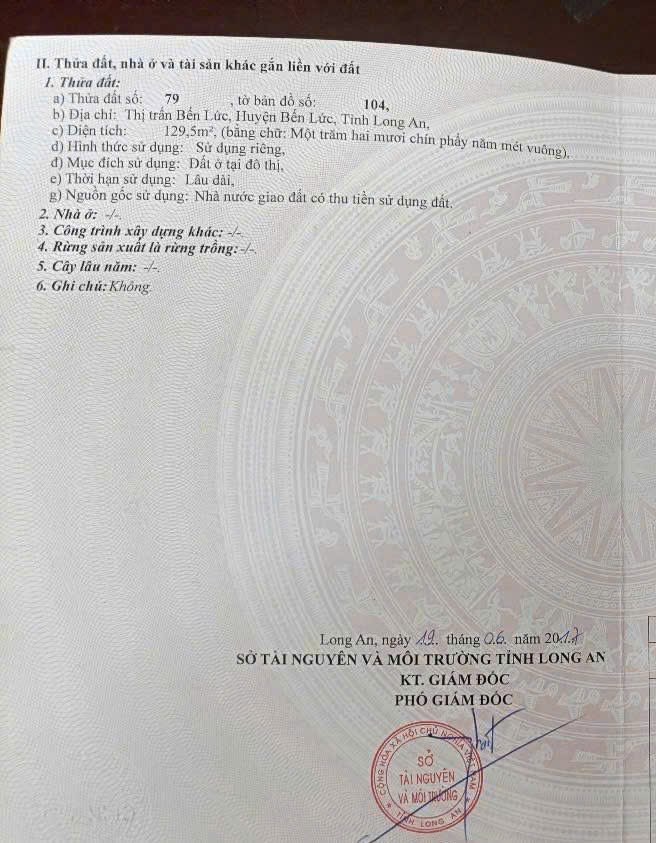 Đất nền trung tâm thị trấn Bến Lức 365,5m² giá 11 tỷ - Pháp lý rõ ràng, sẵn sàng xây dựng!