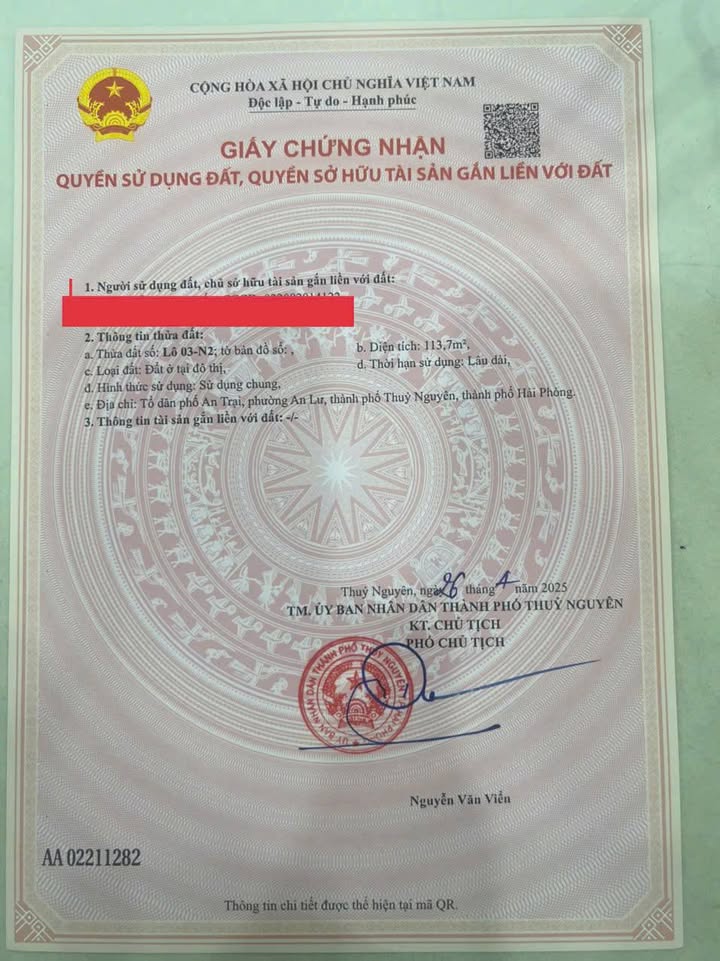 Đất nền An Lư Thủy Nguyên 113.7m² giá 4.1 tỷ - Cơ hội đầu tư hấp dẫn!