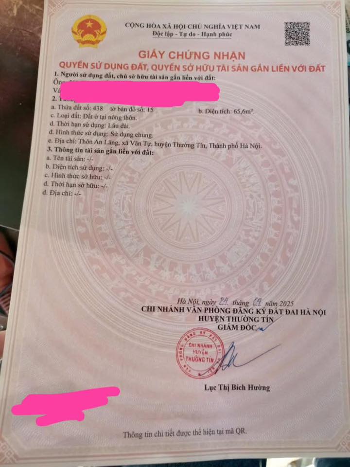 Đất nền Văn Tự - Thường Tín 65m² giá 2.5 tỷ - Cơ hội đầu tư hiếm có!