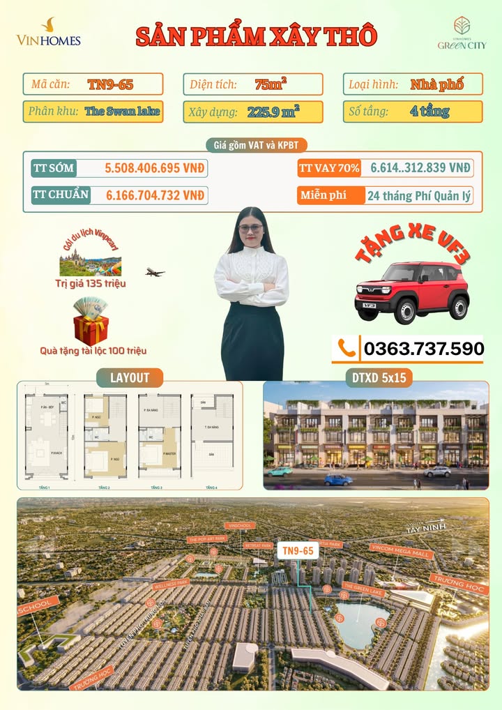 Nhà phố The Swan Lake Quận 9 75m² giá 5.5 tỷ - Cơ hội đầu tư hiếm có!