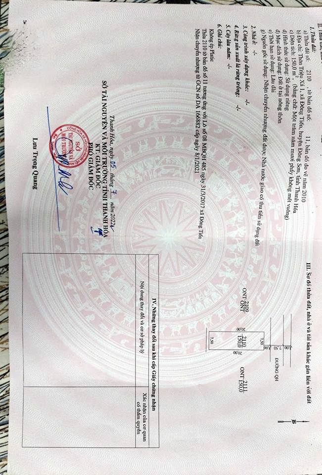 Đất nền chính chủ tại xã Đông Tiến 150m² giá 1.65 tỷ - Cơ hội đầu tư hấp dẫn!