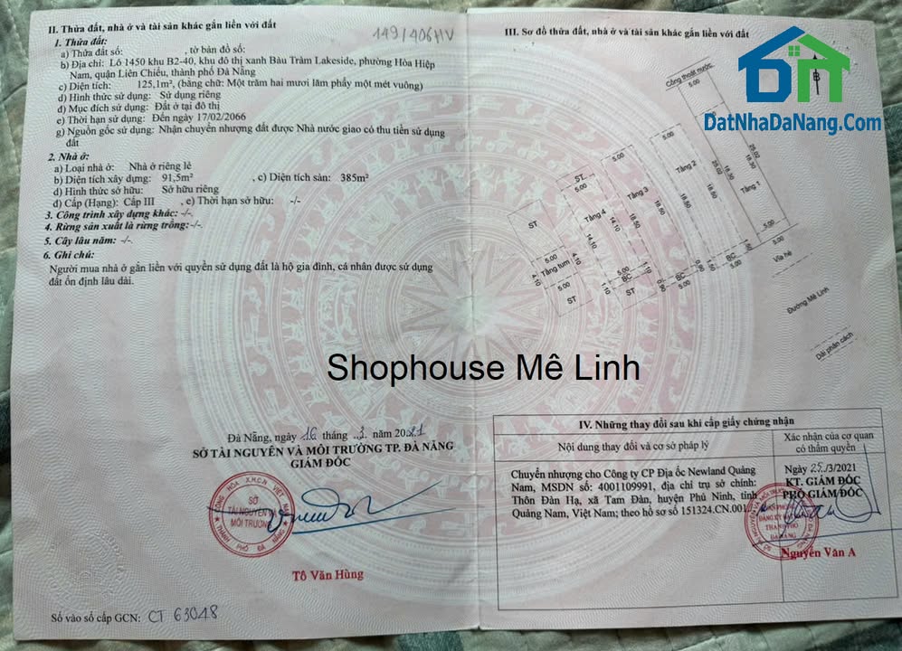 Shophouse Lakeside Đà Nẵng 125m² giá 7.8 tỷ - Vị trí đắc địa, thương lượng ngay!