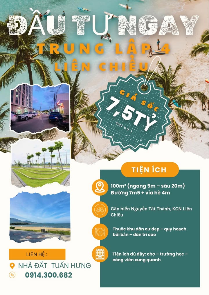 Đất nền đẹp Trung Lập 4, Liên Chiểu 100m² giá 7.5 tỷ - Cơ hội đầu tư tuyệt vời!
