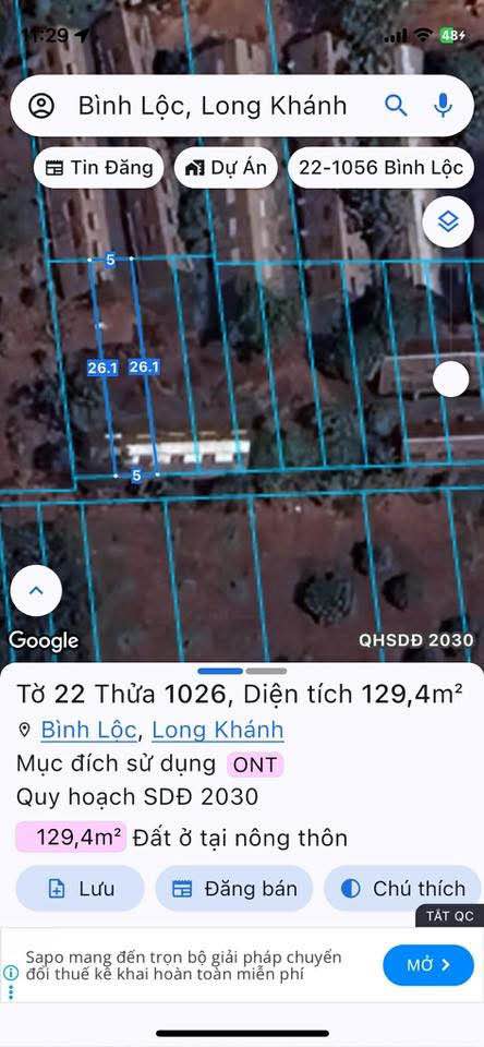 Đất nền Bình Lộc Long Khánh 125m² giá 970 triệu - Sổ riêng thổ cư, đầu tư sinh lời!