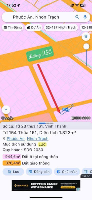 Đất nền Vĩnh Thanh Nhơn Trạch 1.323m² giá chỉ 5.67 tỷ - Cơ hội đầu tư tuyệt vời!