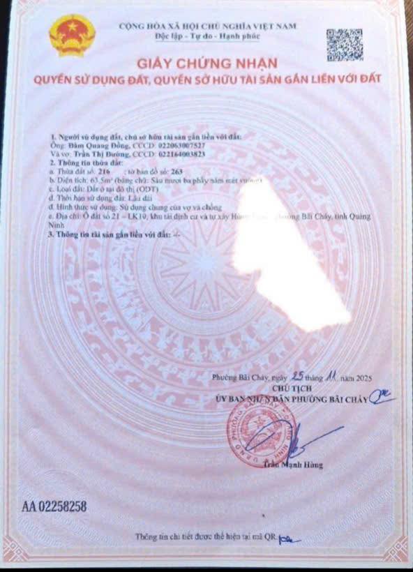 Đất TDC Tây Hùng Thắng Bãi Cháy 63m² giá 6.417 tỷ - Cơ hội đầu tư tuyệt vời!