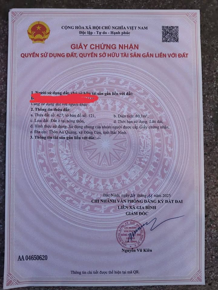 Đất nền lô góc 80m² An Quang, Đông Cứu, Gia Bình - Giá chỉ 1.9 tỷ!