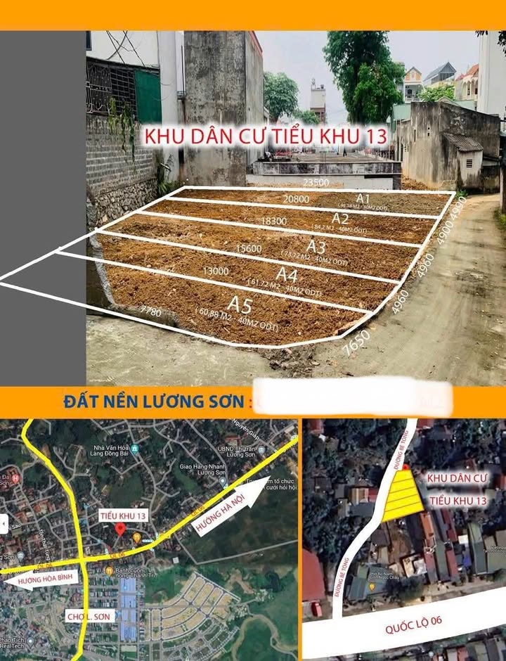Đất tiểu khu 13 Thị trấn Lương Sơn 73m² giá 1.2 tỷ - Sổ đỏ chính chủ, giao thông thuận lợi!